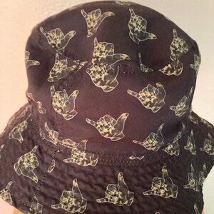 Hawaiian Shaka Hat Reversible "Shaka's Galore Sup Brah" FUN Black Reversible Hat